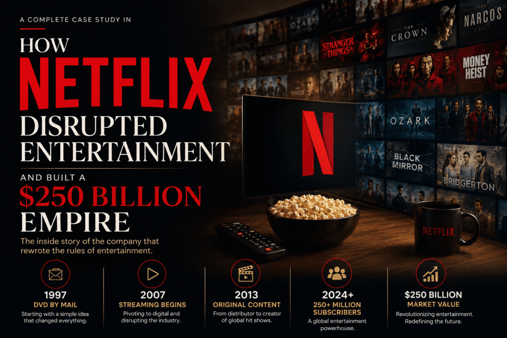 How Netflix Built a $250 Billion Empire: Complete Case Study | GlobeVox Leaders
